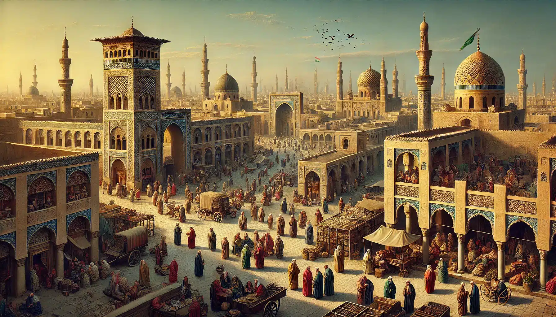 représentation de Bagdad en Irak au 13ème siècle par une IA
