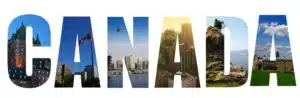 image avec ecrit canada et dans les lettres il y a des paysages du canada