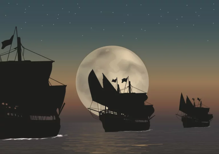 image de bateau durant la nuit allant a une destination lointaine