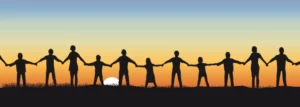 image de gens se tenant la main qui image un monde sans frontière