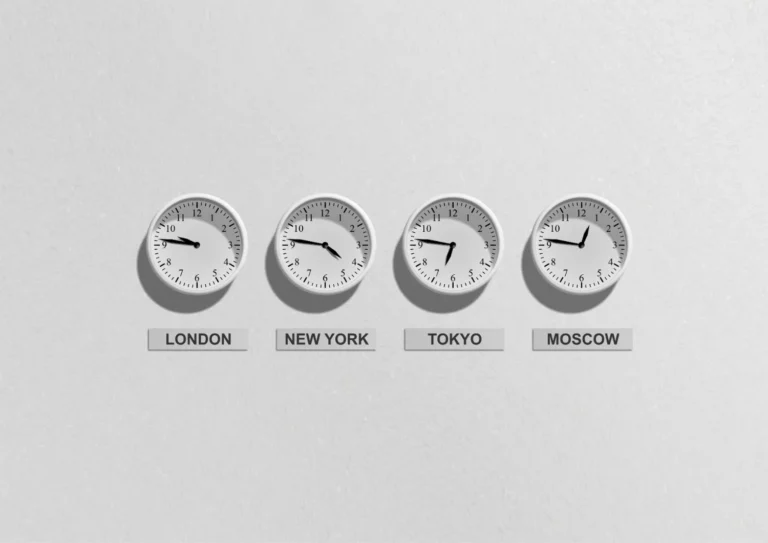 Décalage horaire Cap-Vert comparé à Londres, New York, Tokyo et Moscou avec des horloges murales