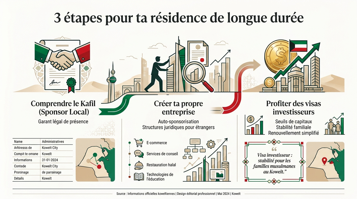 Étapes pour obtenir la résidence de longue durée au Koweït pour les expatriés musulmans