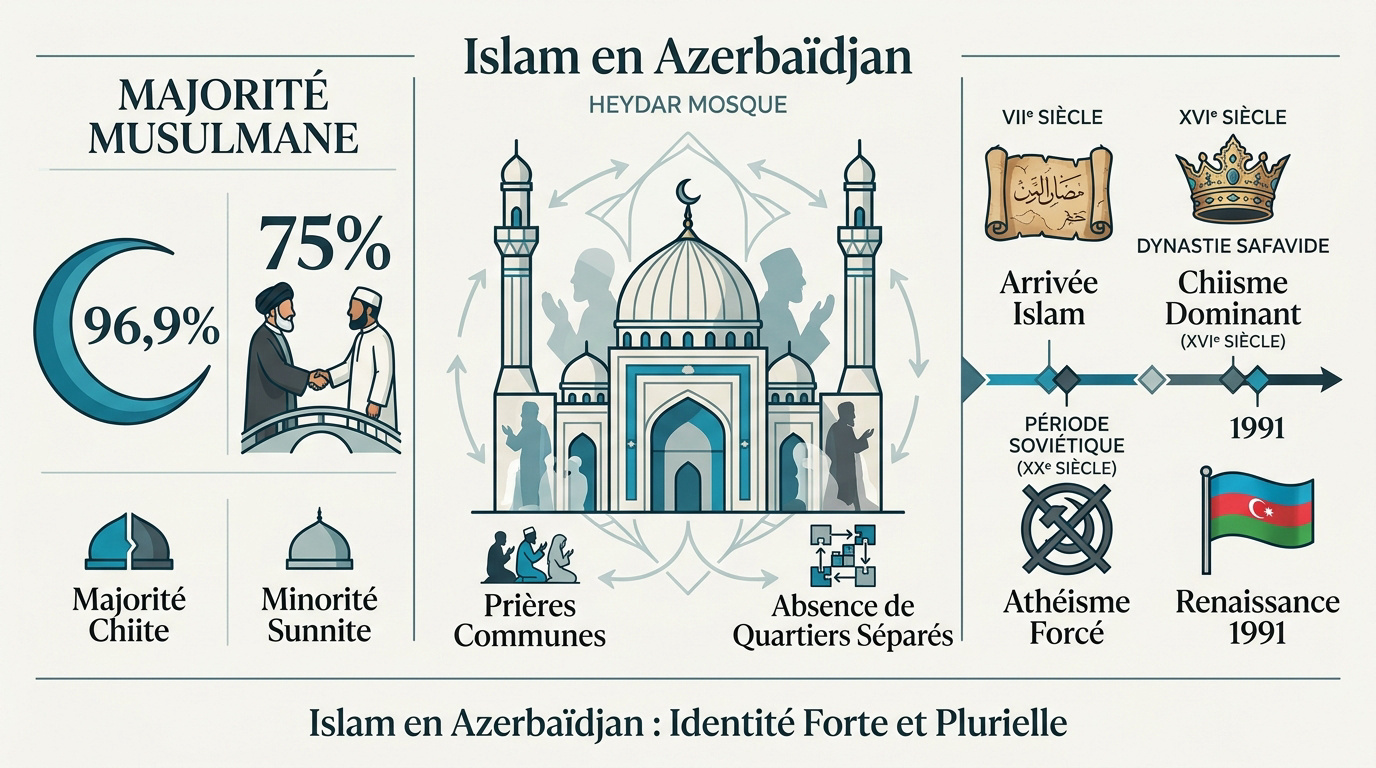Mosquée historique en Azerbaïdjan symbolisant l'unité entre chiites et sunnites