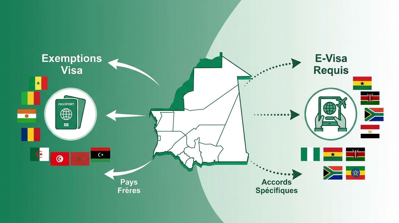 Exemptions de visa pour la Mauritanie et accords régionaux