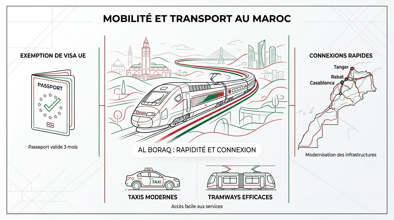Train à grande vitesse Al Boraq en gare au Maroc