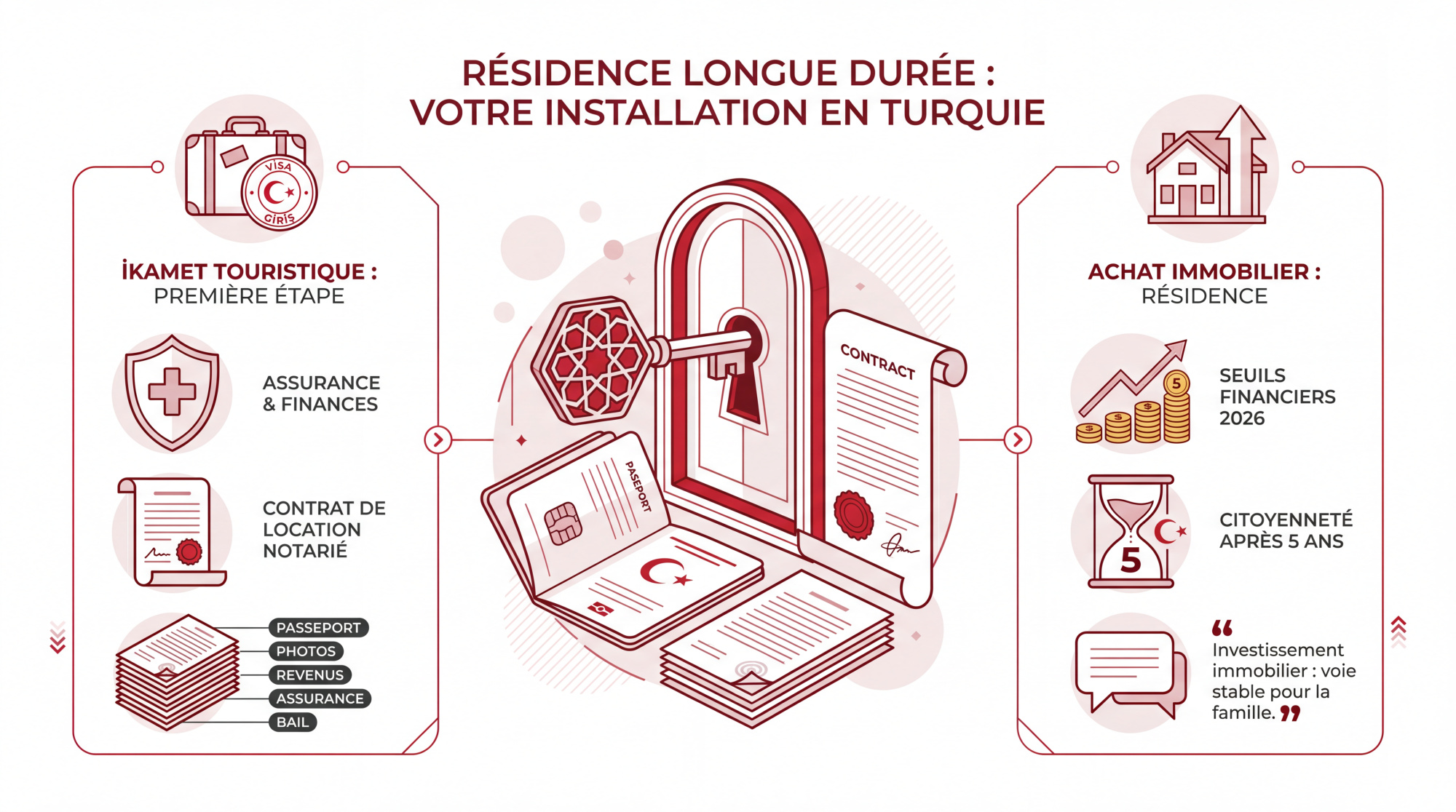 Guide visuel pour obtenir la résidence longue durée en Turquie