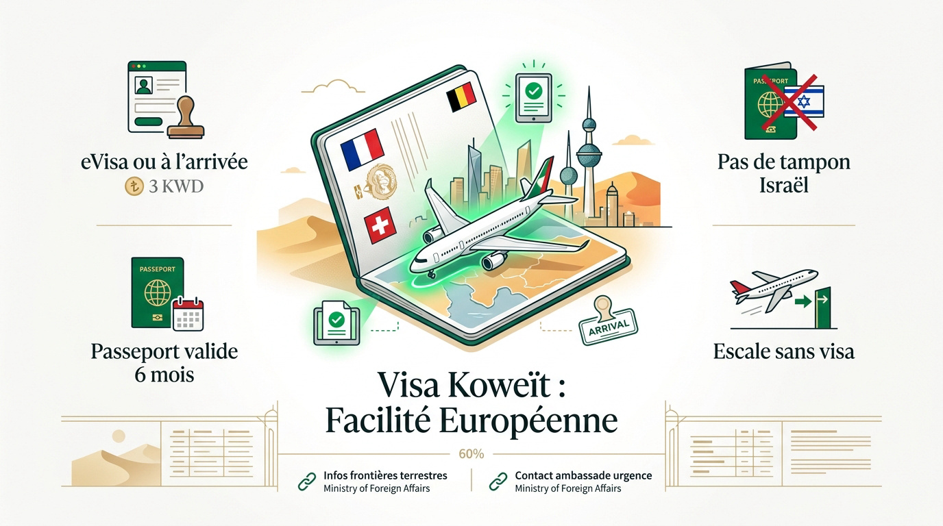Visa pour le Koweït pour les ressortissants français, belges et suisses