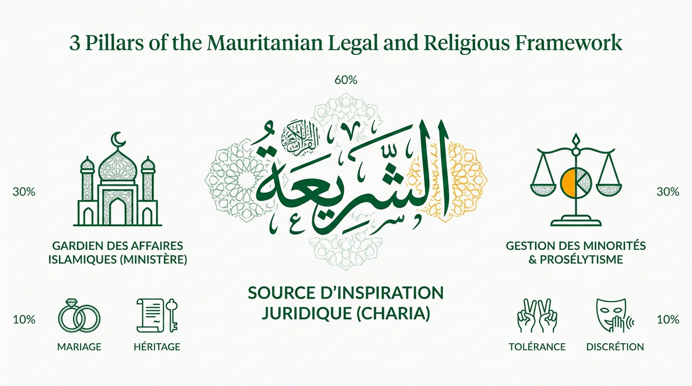 Mosquée et architecture islamique en Mauritanie symbolisant le cadre légal religieux