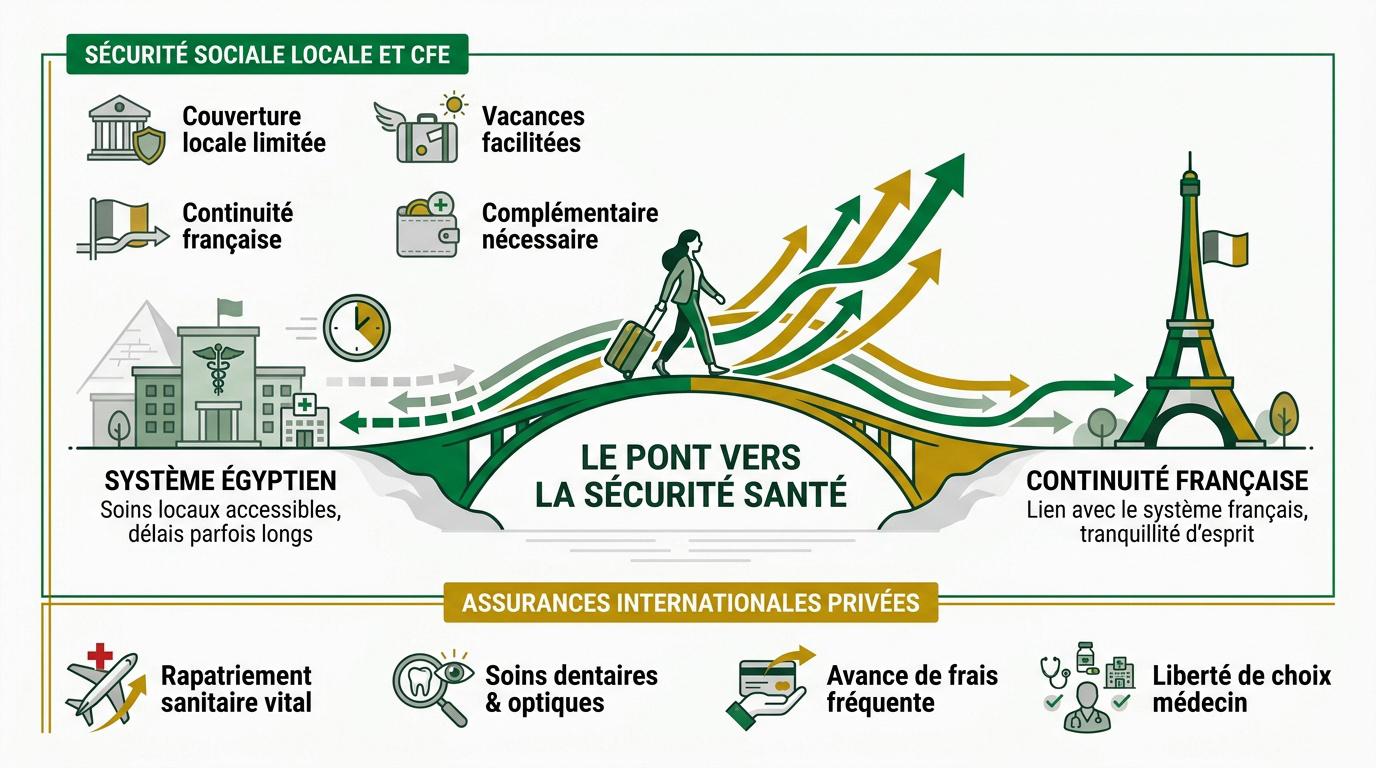 Comparaison entre assurance CFE et assurance privée internationale en Égypte