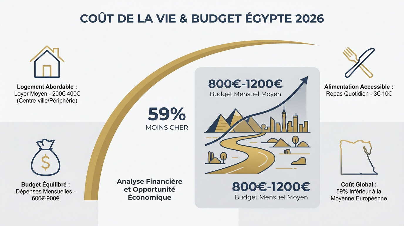 Marché local en Égypte illustrant le coût de la vie abordable en 2026