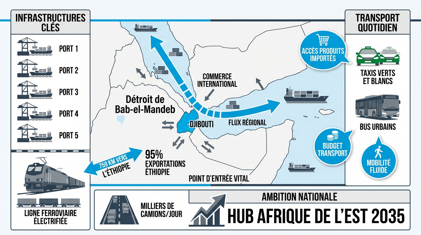 Infrastructures portuaires et logistiques de Djibouti au bord de la mer Rouge