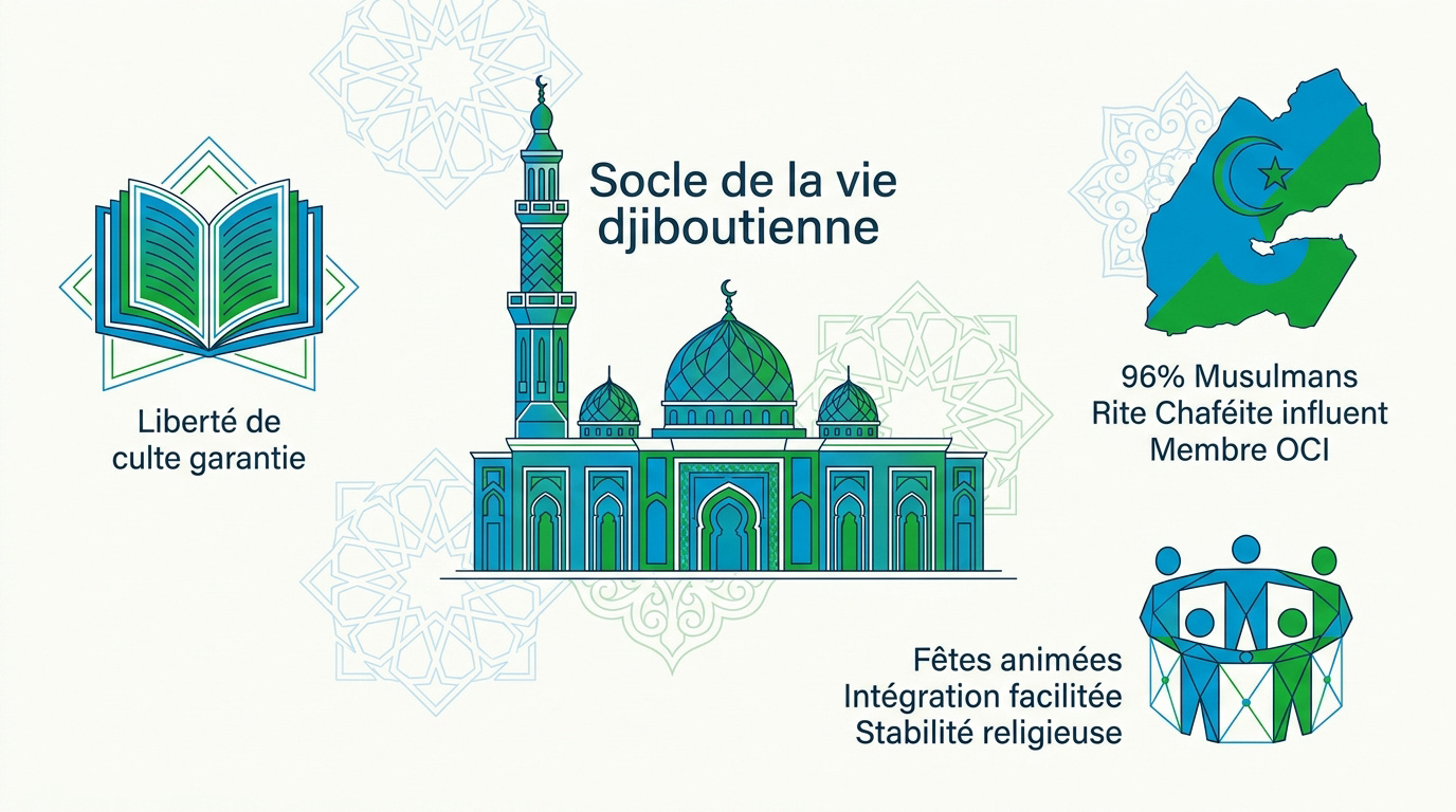 Mosquée traditionnelle et vie quotidienne à Djibouti sous le soleil