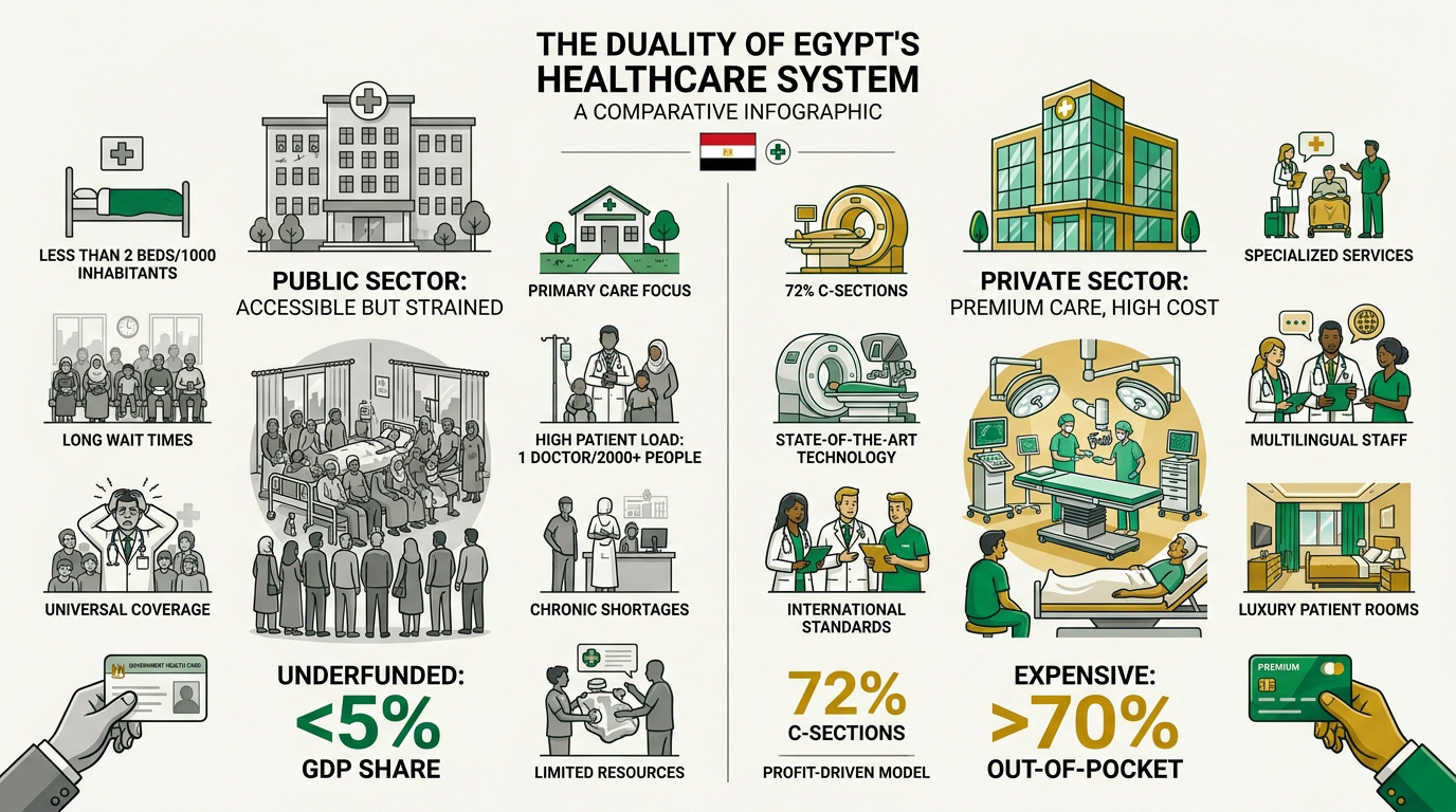 Dualité entre les hôpitaux publics et les cliniques privées en Égypte