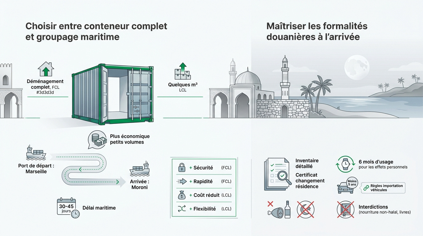 Conteneur maritime et formalités douanières pour les Comores