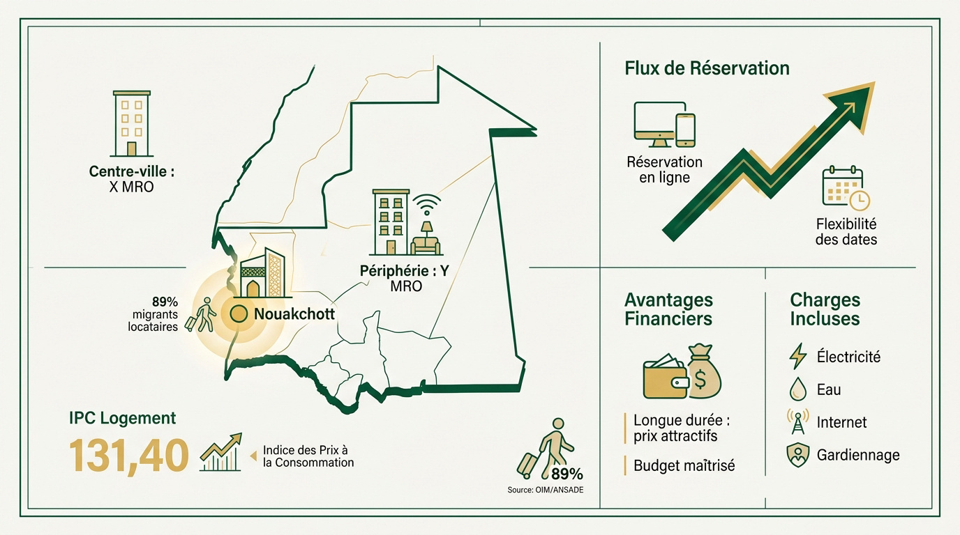 Infographie des tarifs et types de logements en Mauritanie pour les expatriés
