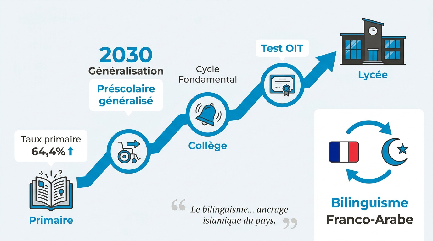 Infographie sur le système scolaire djiboutien et le bilinguisme franco-arabe