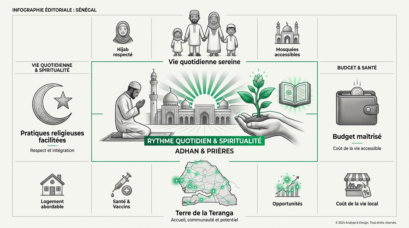 Infographie sur la vie quotidienne et le budget pour s'installer au Sénégal
