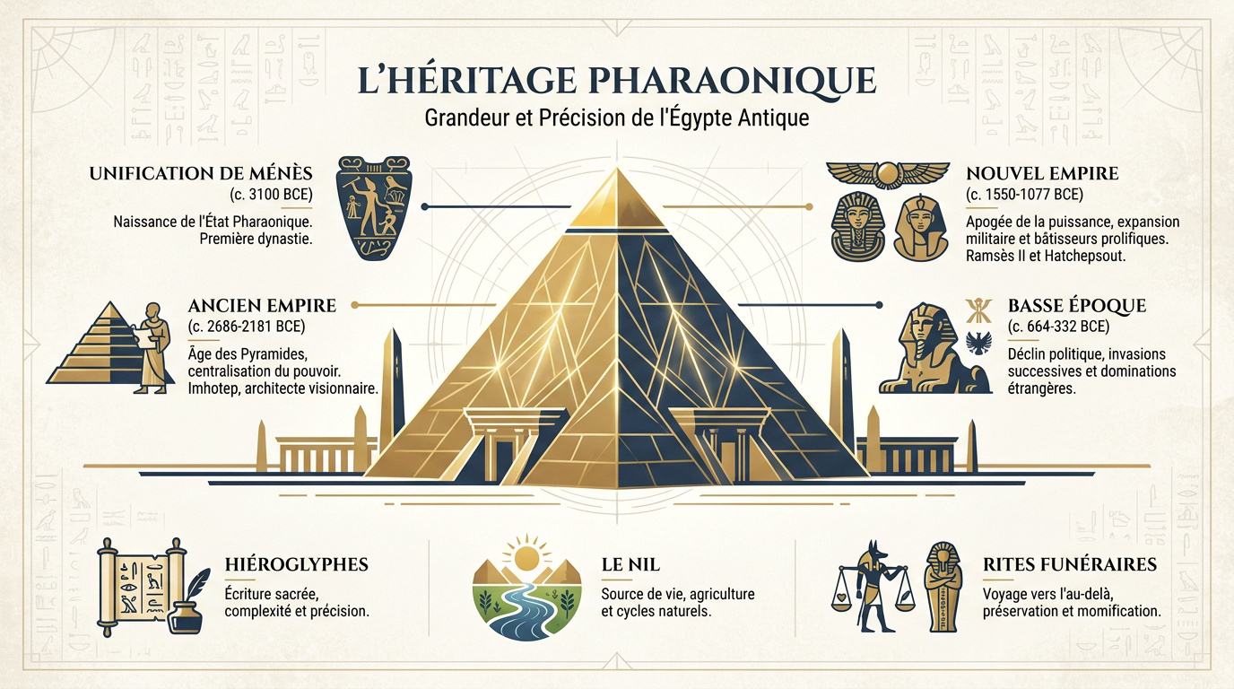 Statues et architecture monumentale de l'Égypte antique témoignant de la grandeur des pharaons