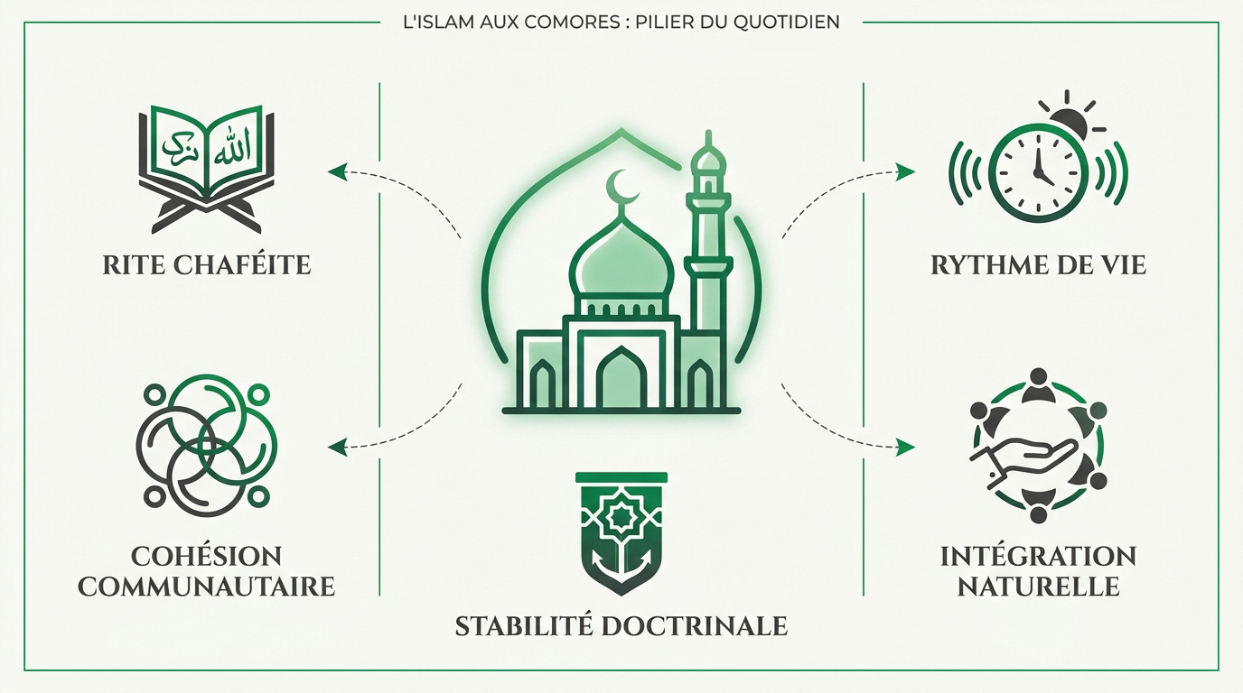 Mosquée traditionnelle aux Comores au bord de l'océan