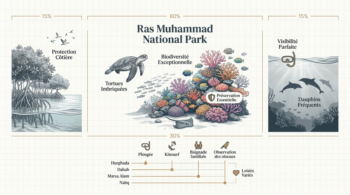 Récifs coralliens et poissons tropicaux dans le parc national de Ras Muhammad en Égypte