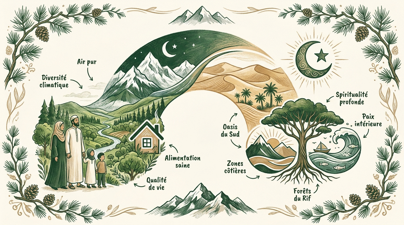 Paysage montagneux de l'Atlas au Maroc propice à la méditation spirituelle