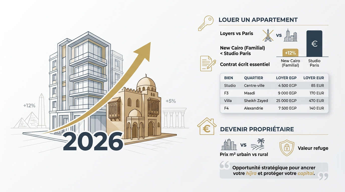 Logements modernes et traditionnels en Égypte pour expatriés musulmans