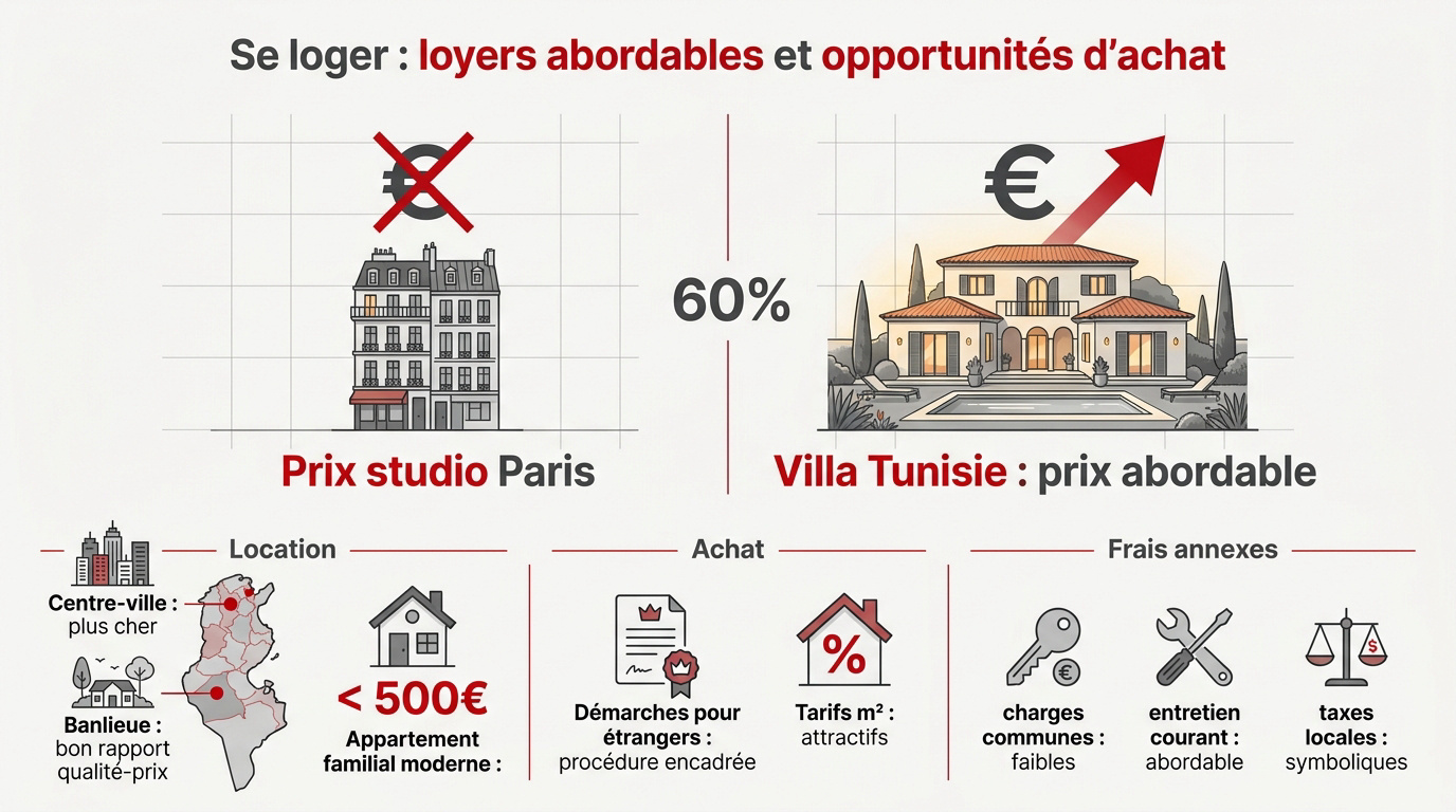 Immeubles modernes et villas en Tunisie offrant des opportunités de logement abordables