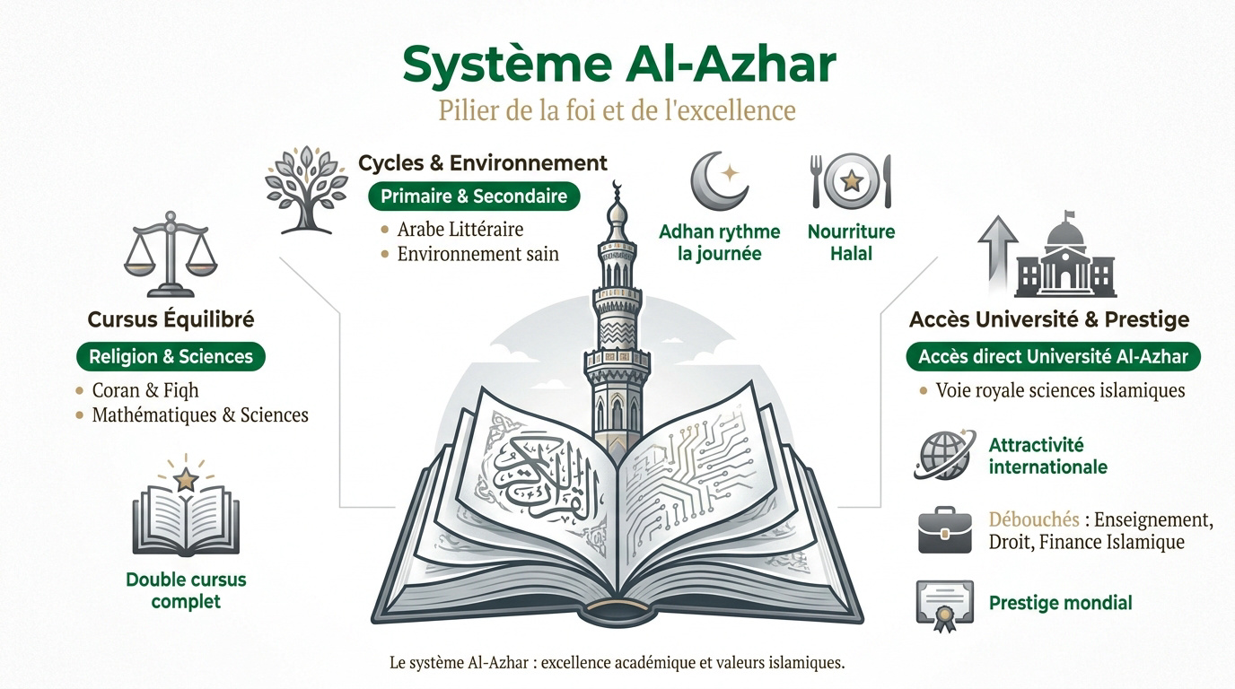 Étudiants devant l'université Al-Azhar au Caire combinant sciences religieuses et modernes