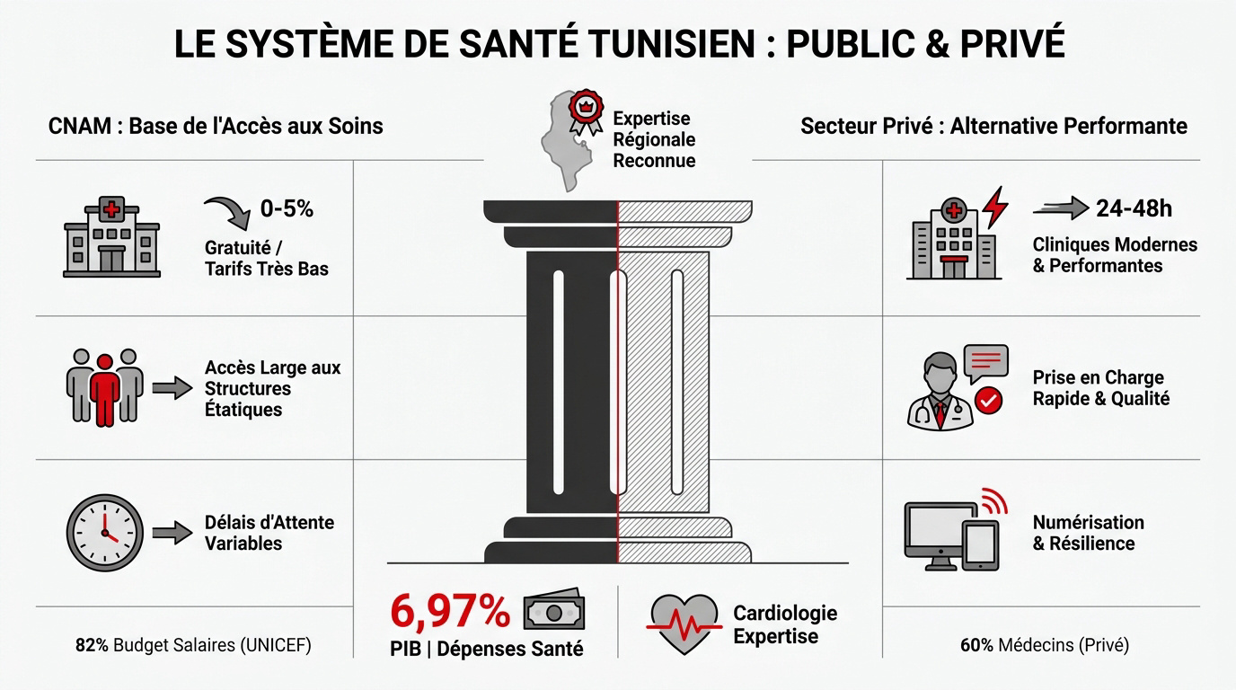 Comparaison entre les infrastructures de santé publiques et privées en Tunisie