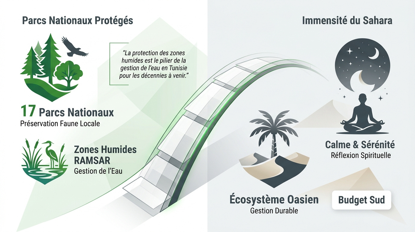 Contraste entre les forêts verdoyantes du nord de la Tunisie et les dunes du Sahara au sud