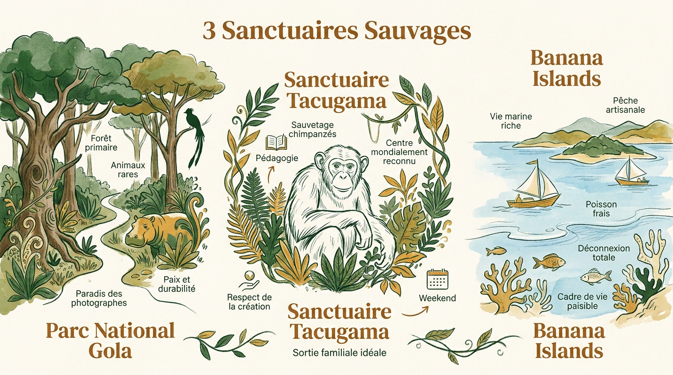 Famille observant la nature sauvage en Sierra Leone