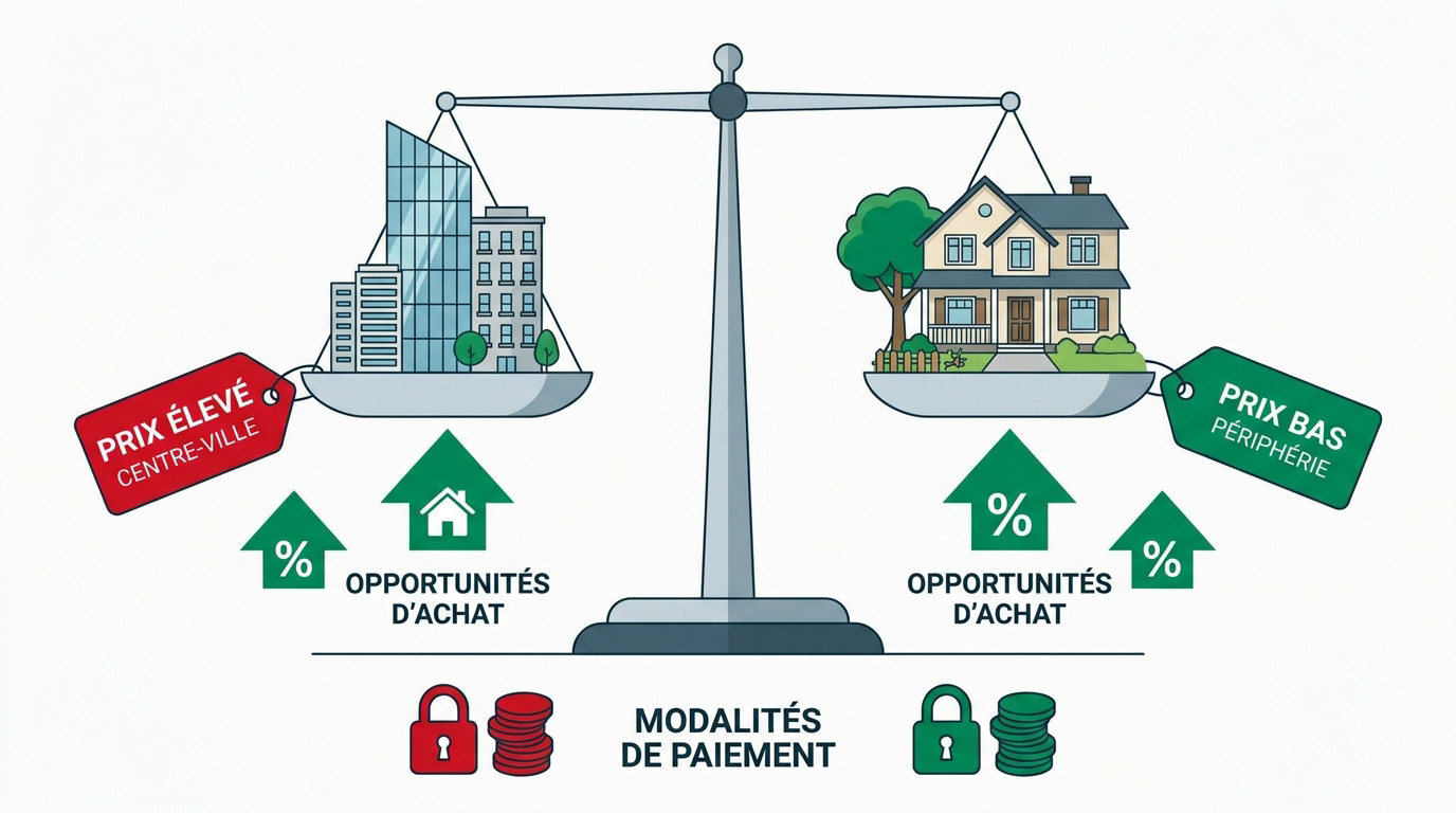 Comparaison entre immobilier en centre-ville et en périphérie en Guinée