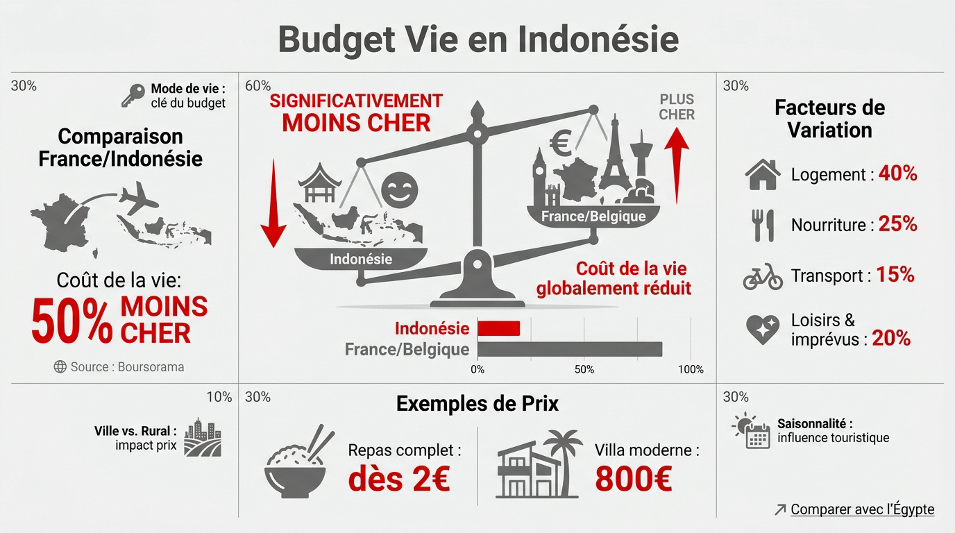 Comparaison du coût de la vie entre l'Indonésie et l'Europe pour un expatrié