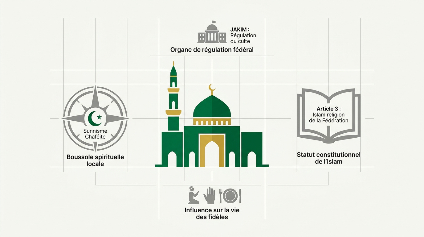 Infographie présentant les statistiques de l'islam et la diversité religieuse en Malaisie