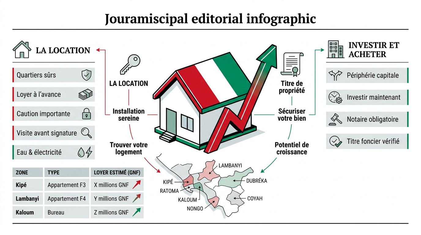 Infographie sur la location et l'achat immobilier en Guinée