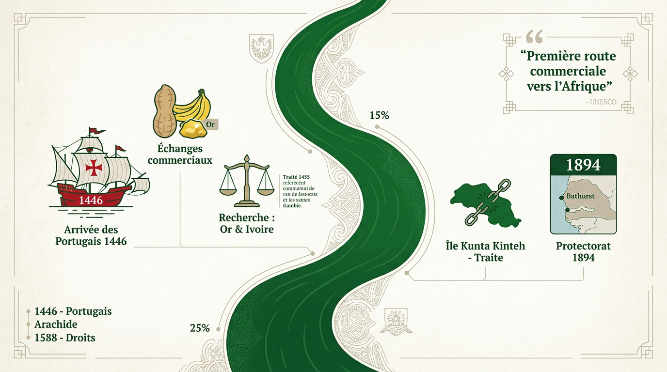 Vue historique du fleuve Gambie et des échanges coloniaux