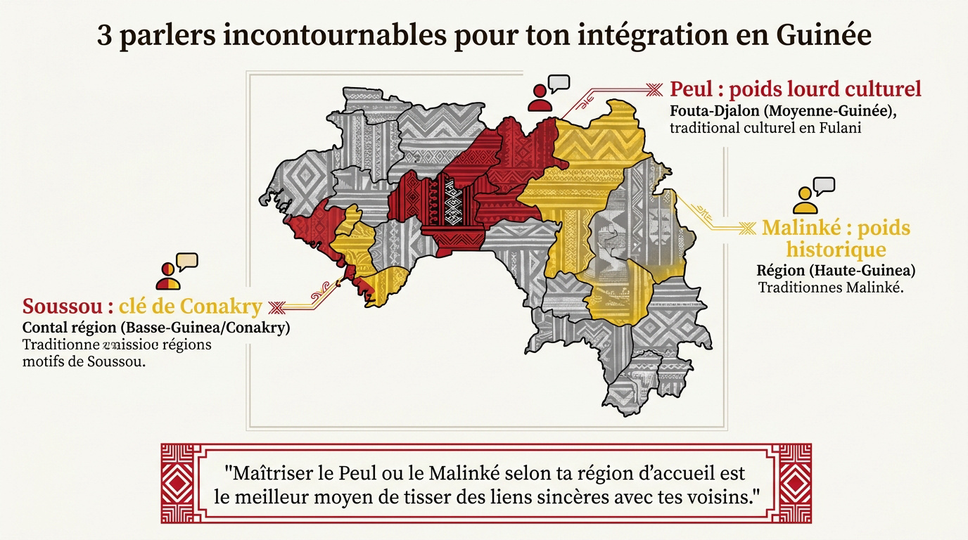 Illustration des langues nationales parlées en Guinée