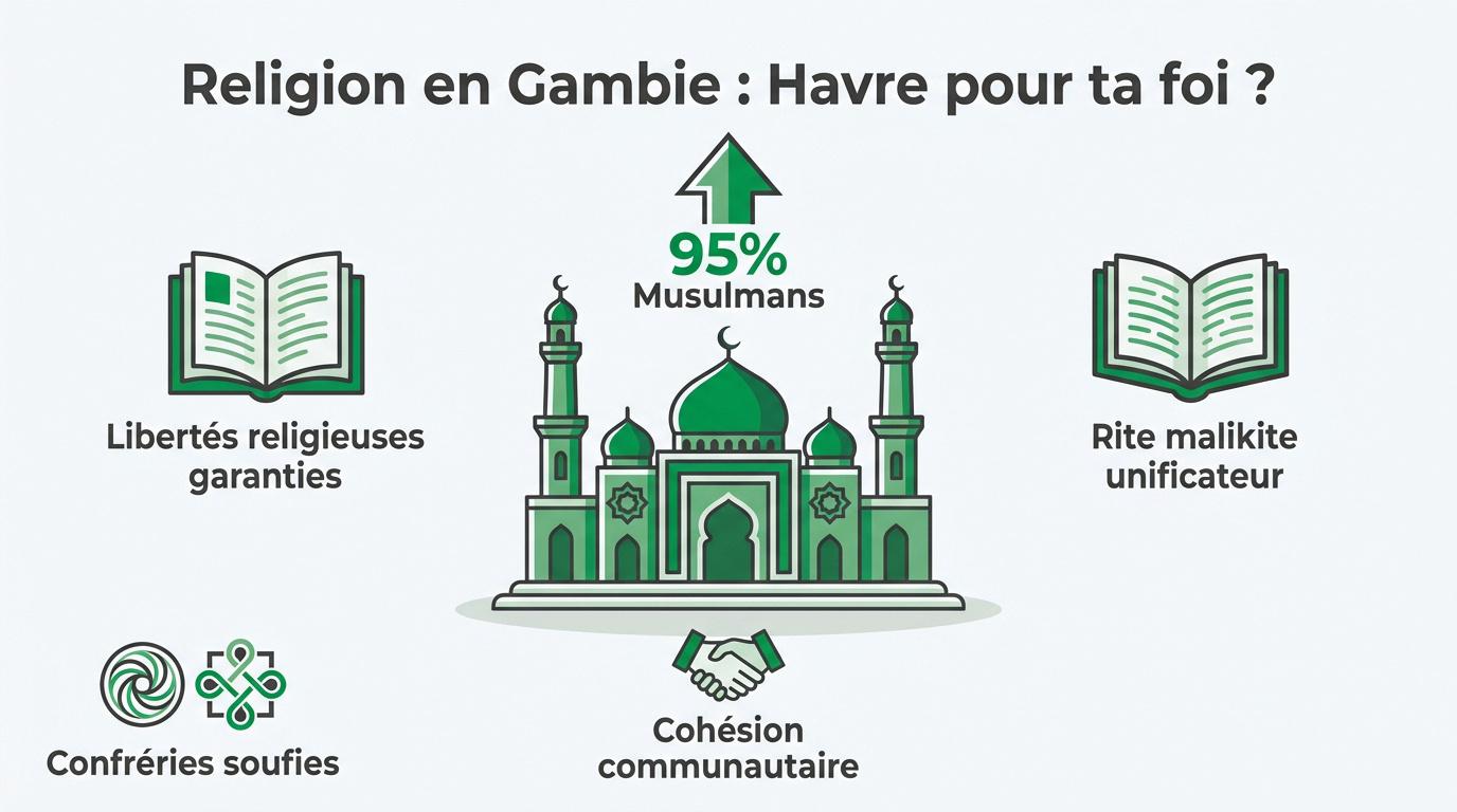 Fidèles musulmans en prière dans une mosquée en Gambie