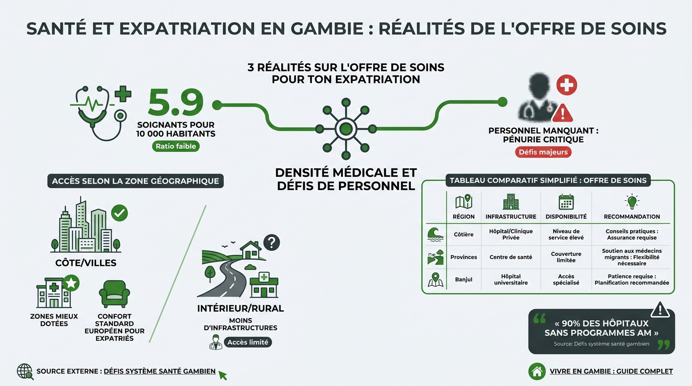 Consultation médicale dans une clinique moderne en Gambie pour expatriés