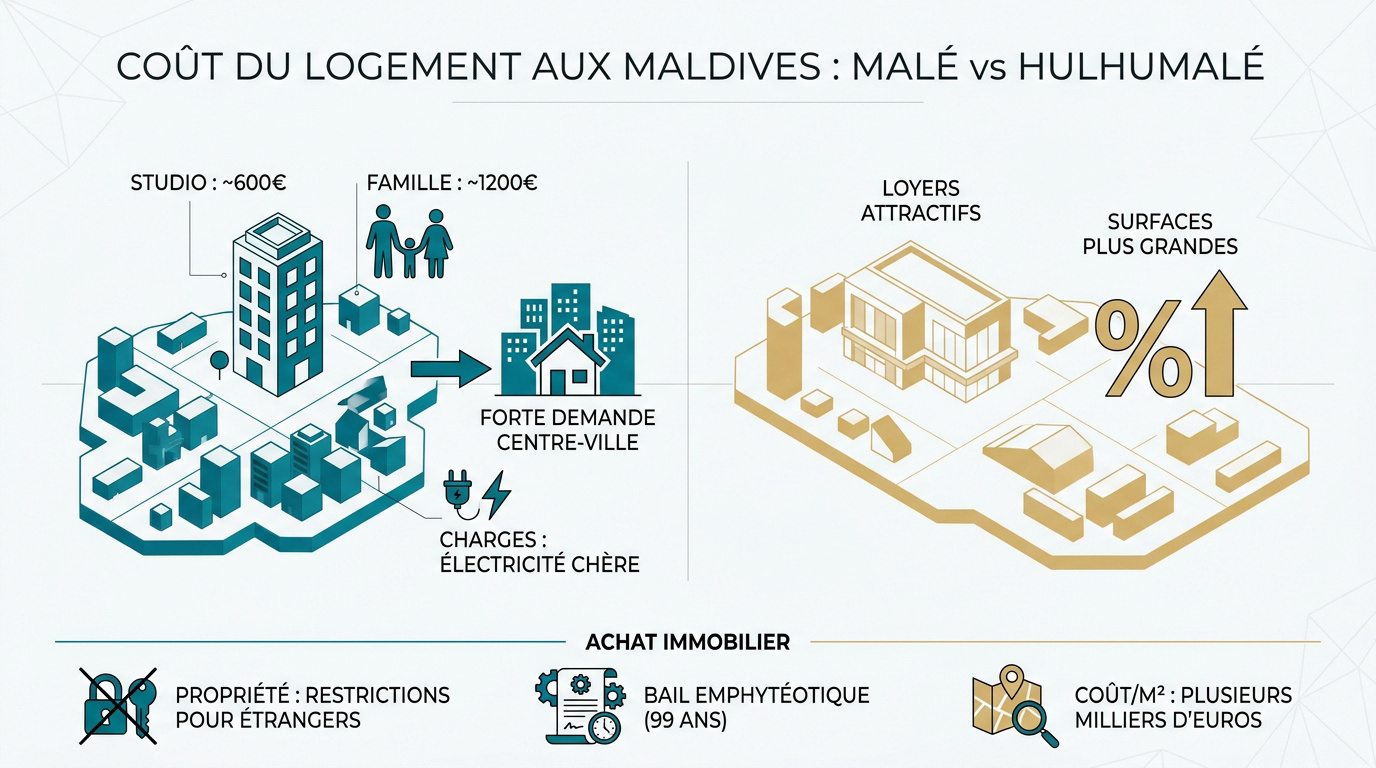 Comparaison des prix des loyers entre Malé et l'île de Hulhumalé aux Maldives