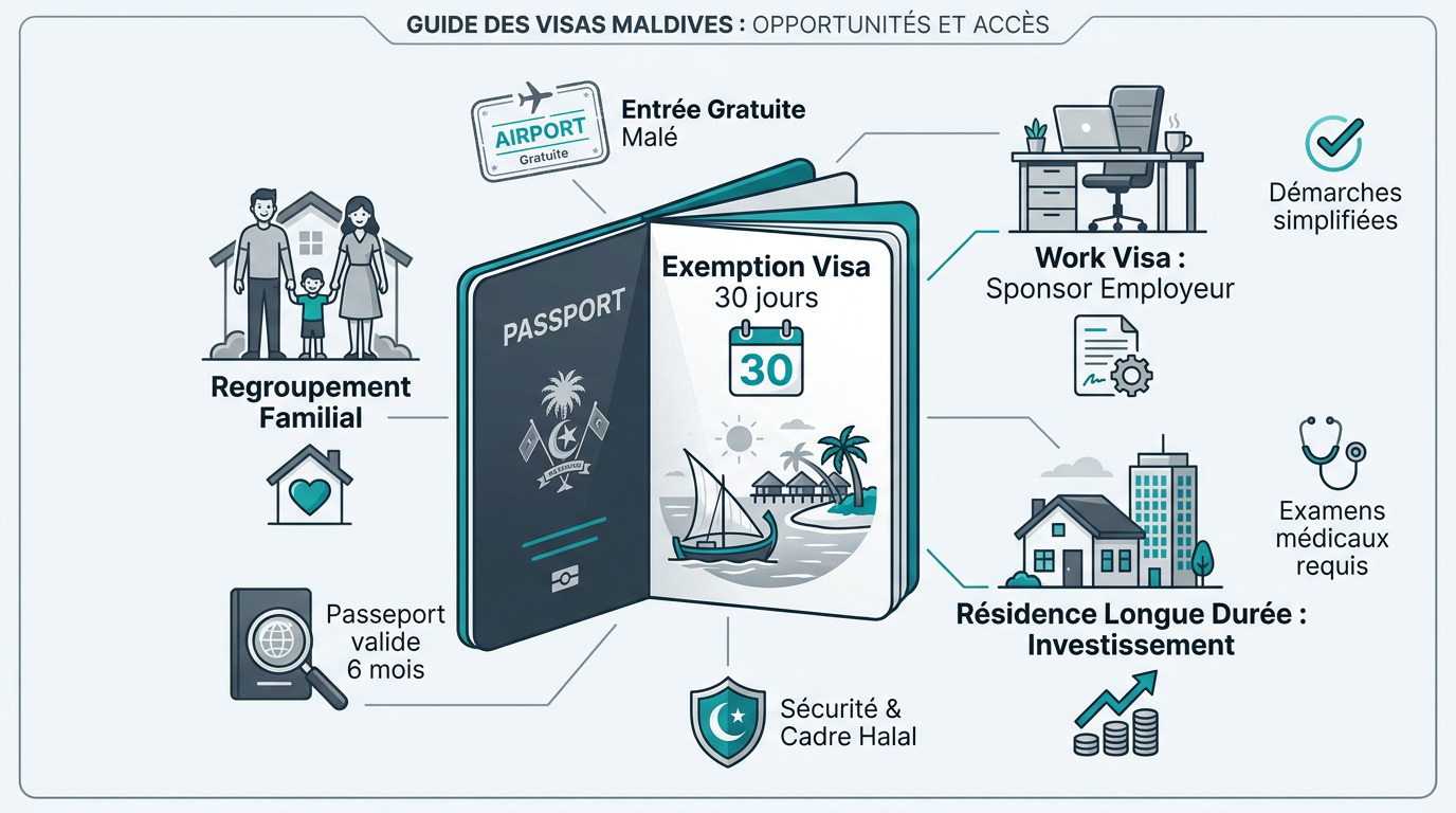 Expatrié musulman préparant ses documents de visa pour les Maldives