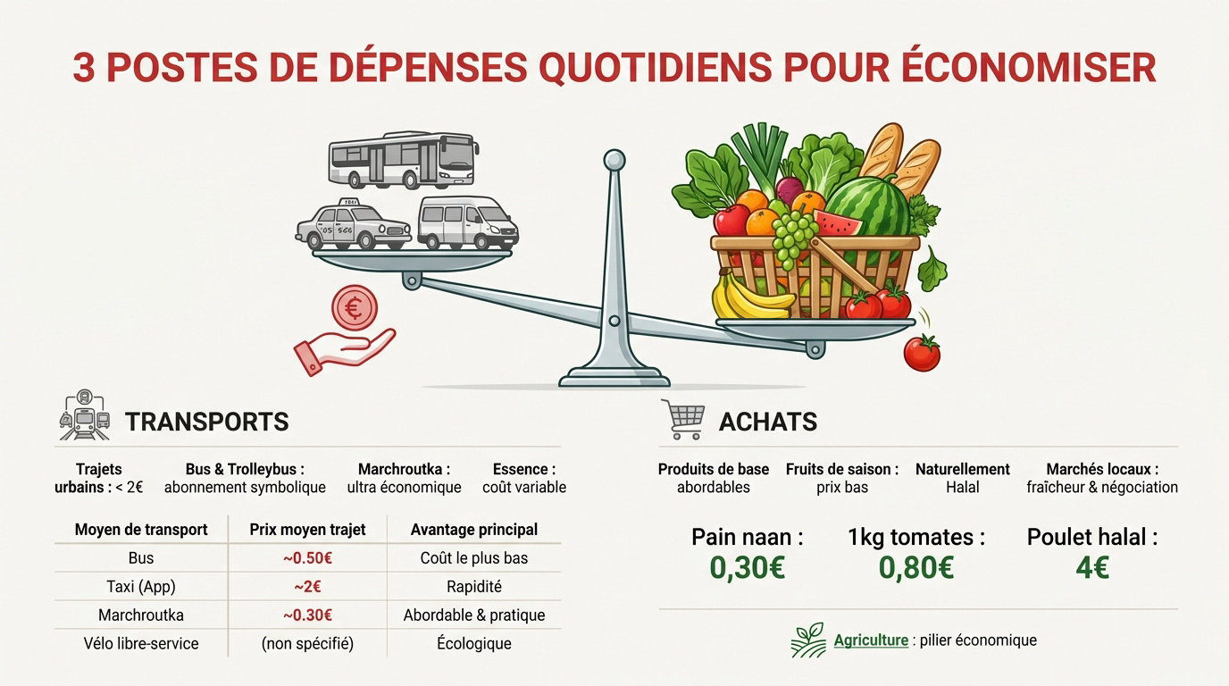 Infographie des postes de dépenses pour économiser au Tadjikistan