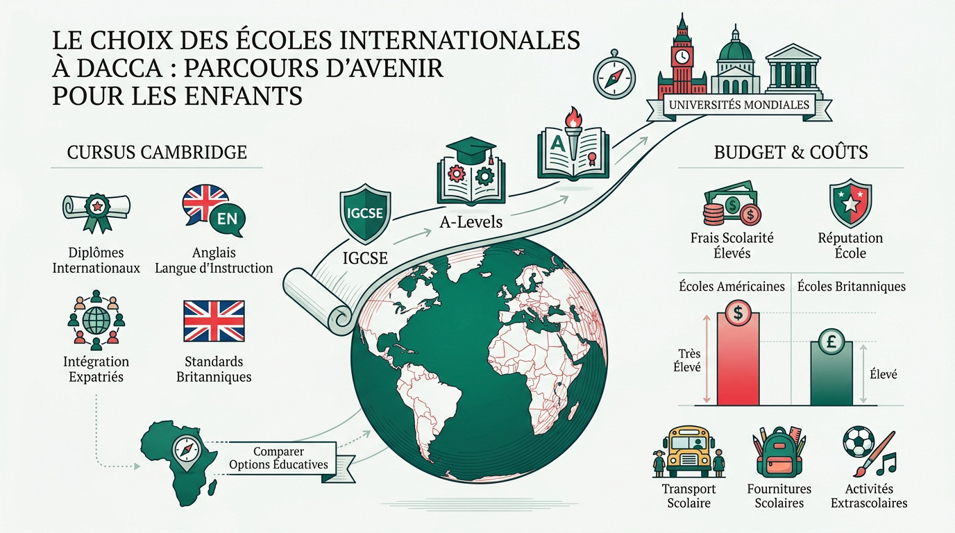Infographie comparative des écoles internationales à Dacca pour les enfants expatriés