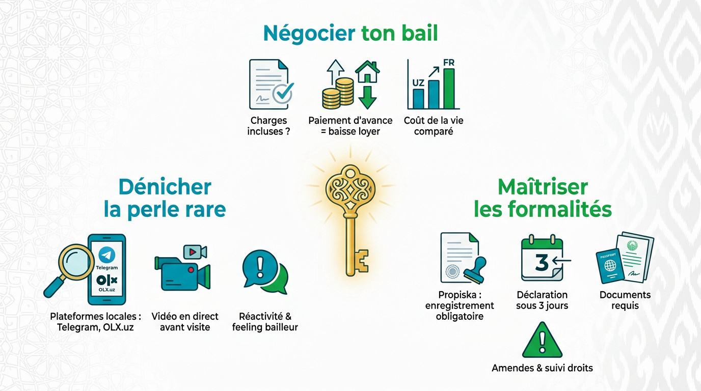 Infographie explicative pour louer un appartement en Ouzbékistan