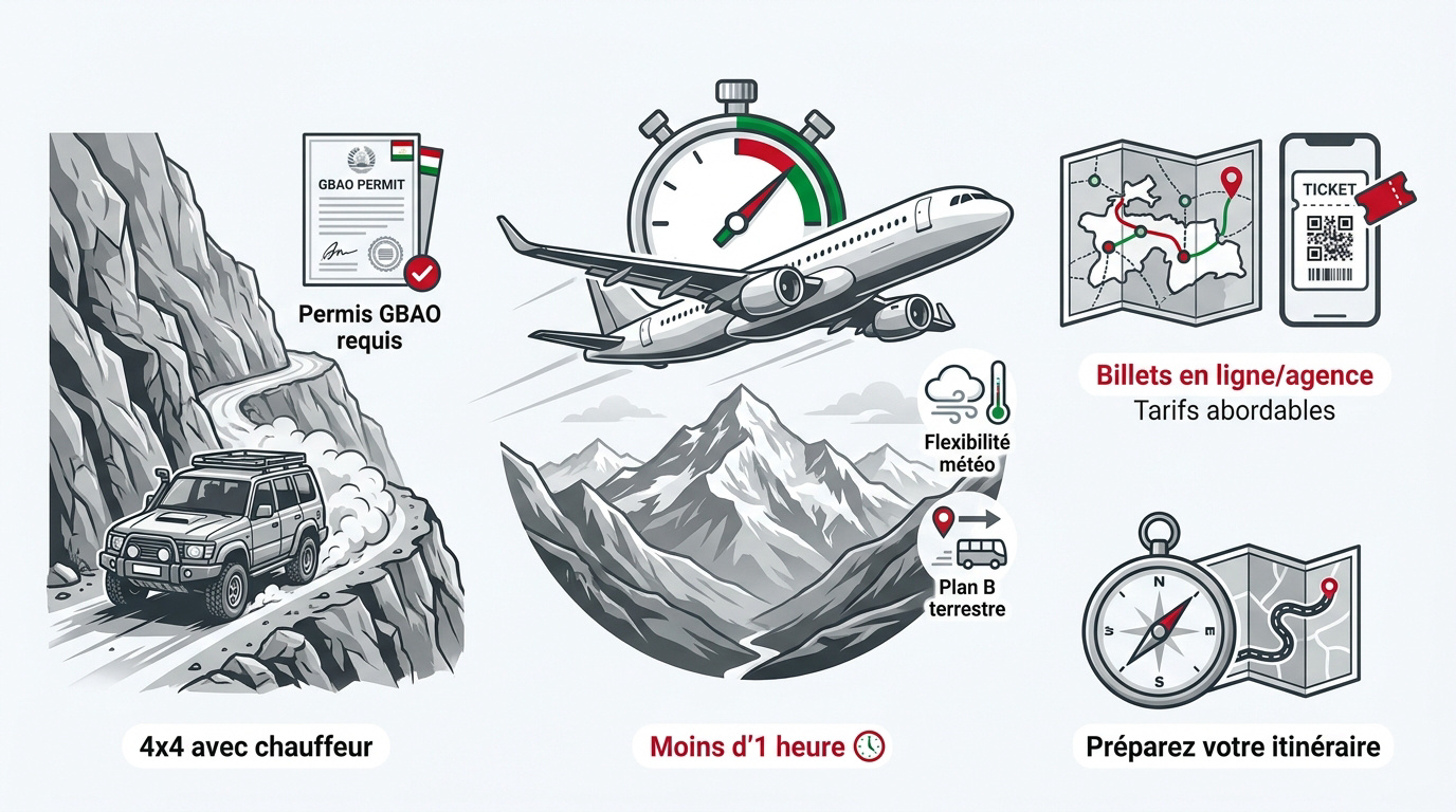 Infographie sur les défis du transport routier dans les montagnes du Tadjikistan