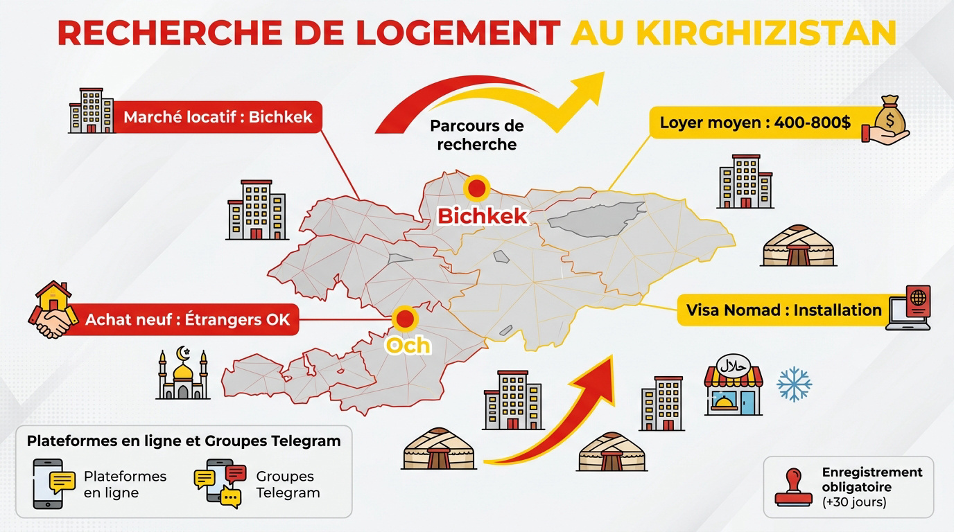 Infographie sur la recherche de logement au Kirghizistan