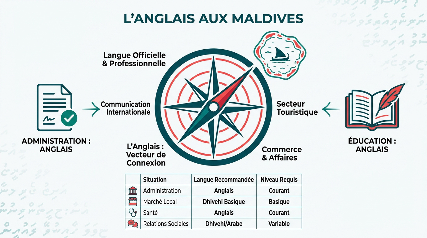 Expatrié musulman échangeant en anglais aux Maldives