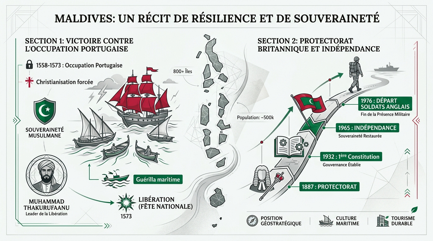 Représentation historique de la résistance maldivienne et de la souveraineté de l'archipel