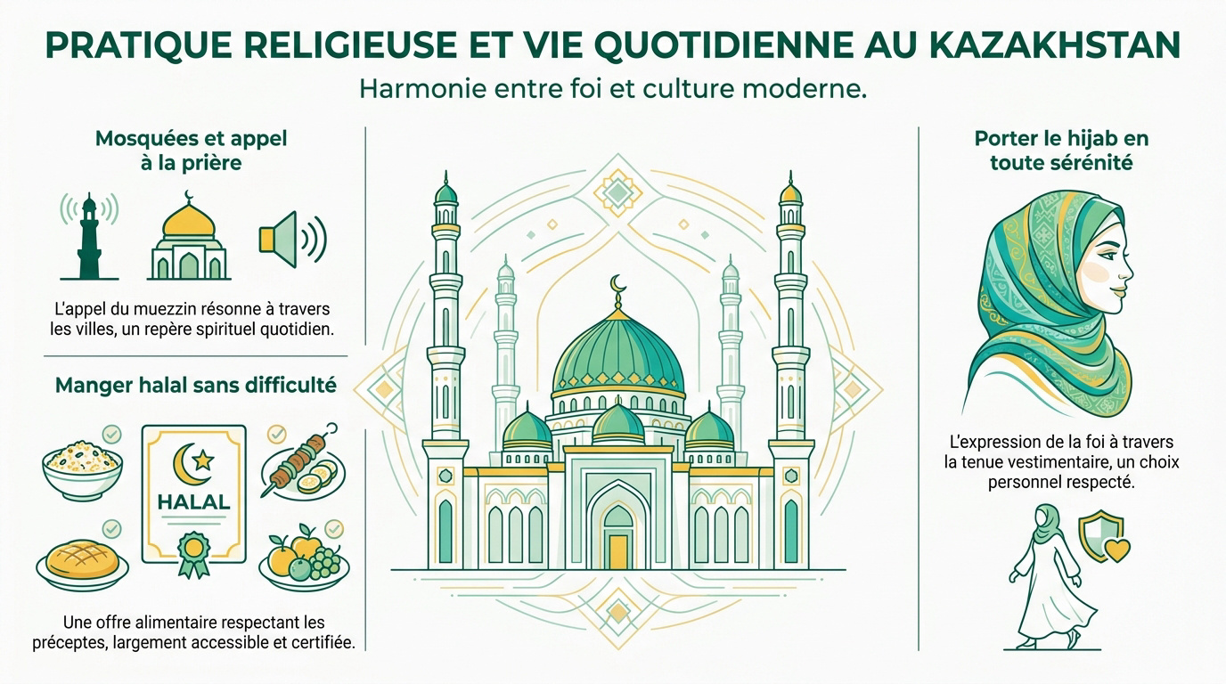 Mosquée majestueuse au Kazakhstan sous un ciel clair