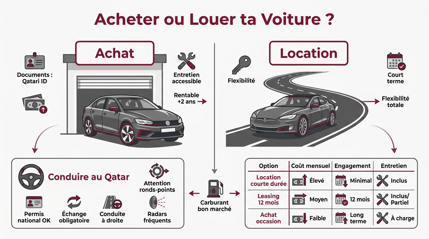Une femme expatriée voilée examinant une voiture d'occasion chez un concessionnaire moderne au Qatar